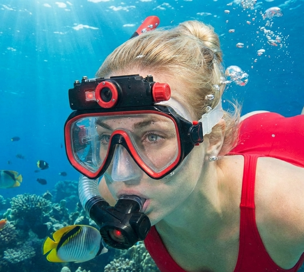 Underwater Camera Mask (720p),  Hands-Free POV